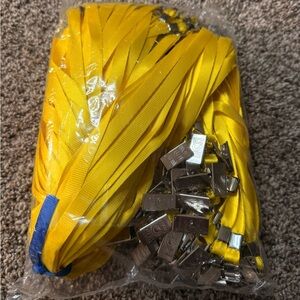 100 - Yellow Lanyards with Clips